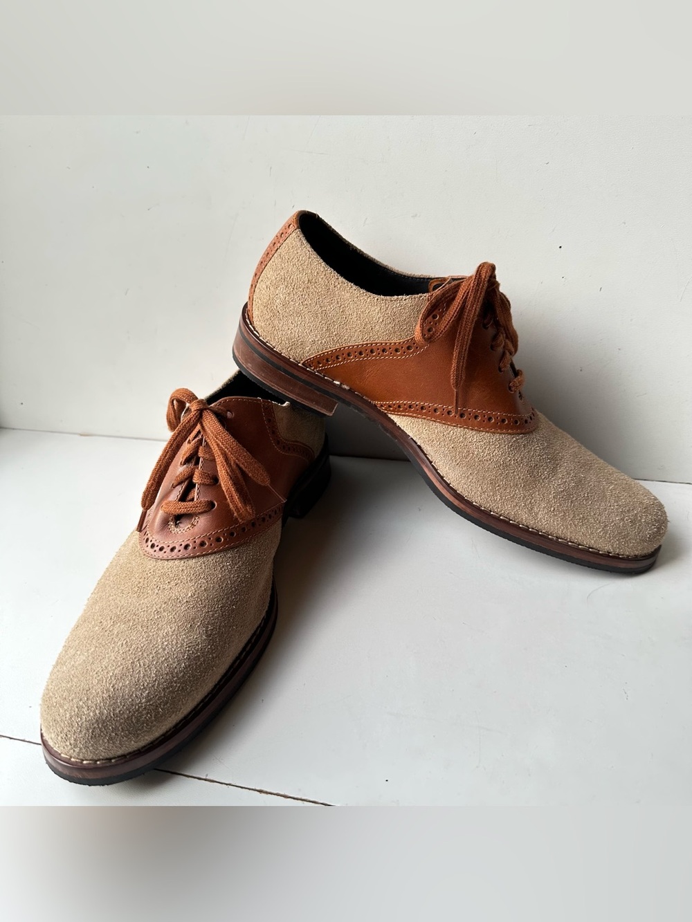 Cole Haan Suede Leather Oxford Dress Shoes Tan Brown Lace Up Men’s Size 10C